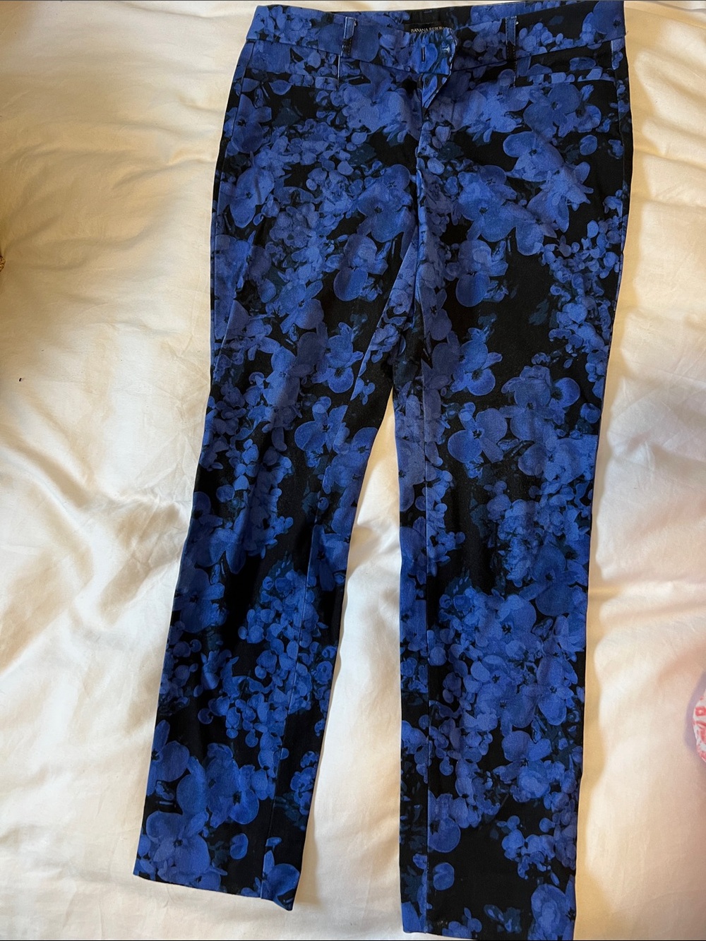 Banana Republic Cobalt & Navy Floral Trousers